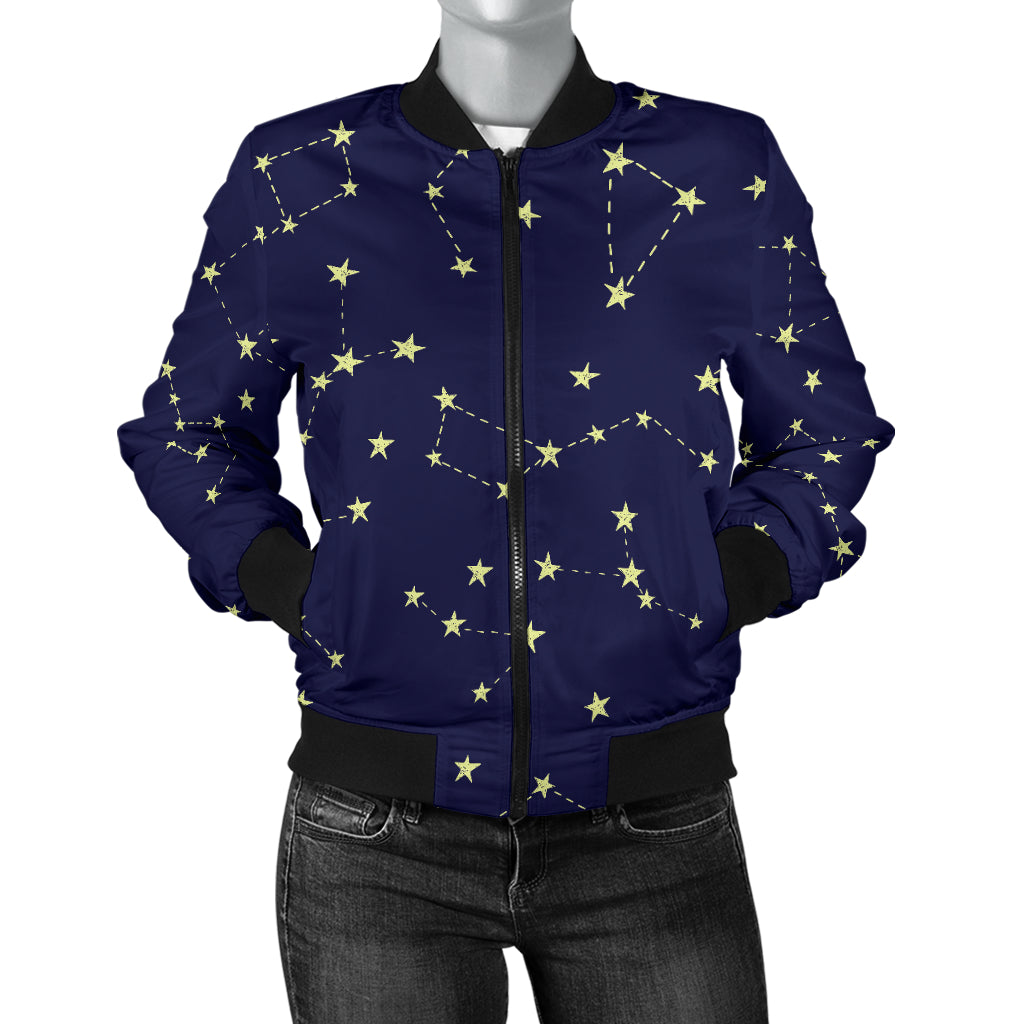 Constellation Pattern Print Design 02 Women's Bomber Jacket