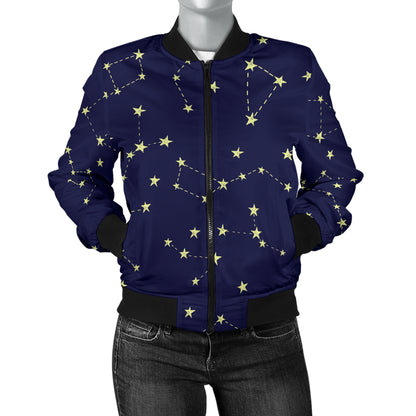 Constellation Pattern Print Design 02 Women's Bomber Jacket