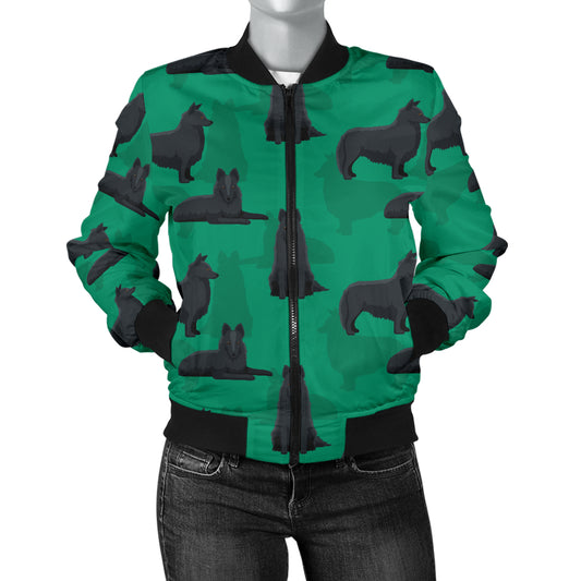 Belgian Sheepdog Pattern Print Design 01 Women's Bomber Jacket