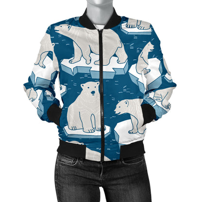 Polar Bear Pattern Print Design PB03 Women Bomber Jacket