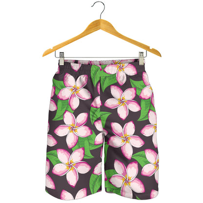 Pink Plumeria Pattern Print Design PM019 Mens Shorts