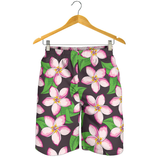 Pink Plumeria Pattern Print Design PM019 Mens Shorts