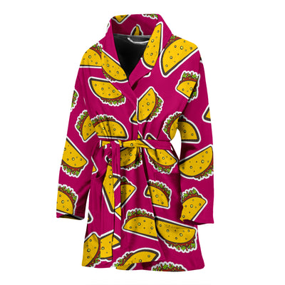 Taco Pattern Print Design TC01 Women Bathrobe