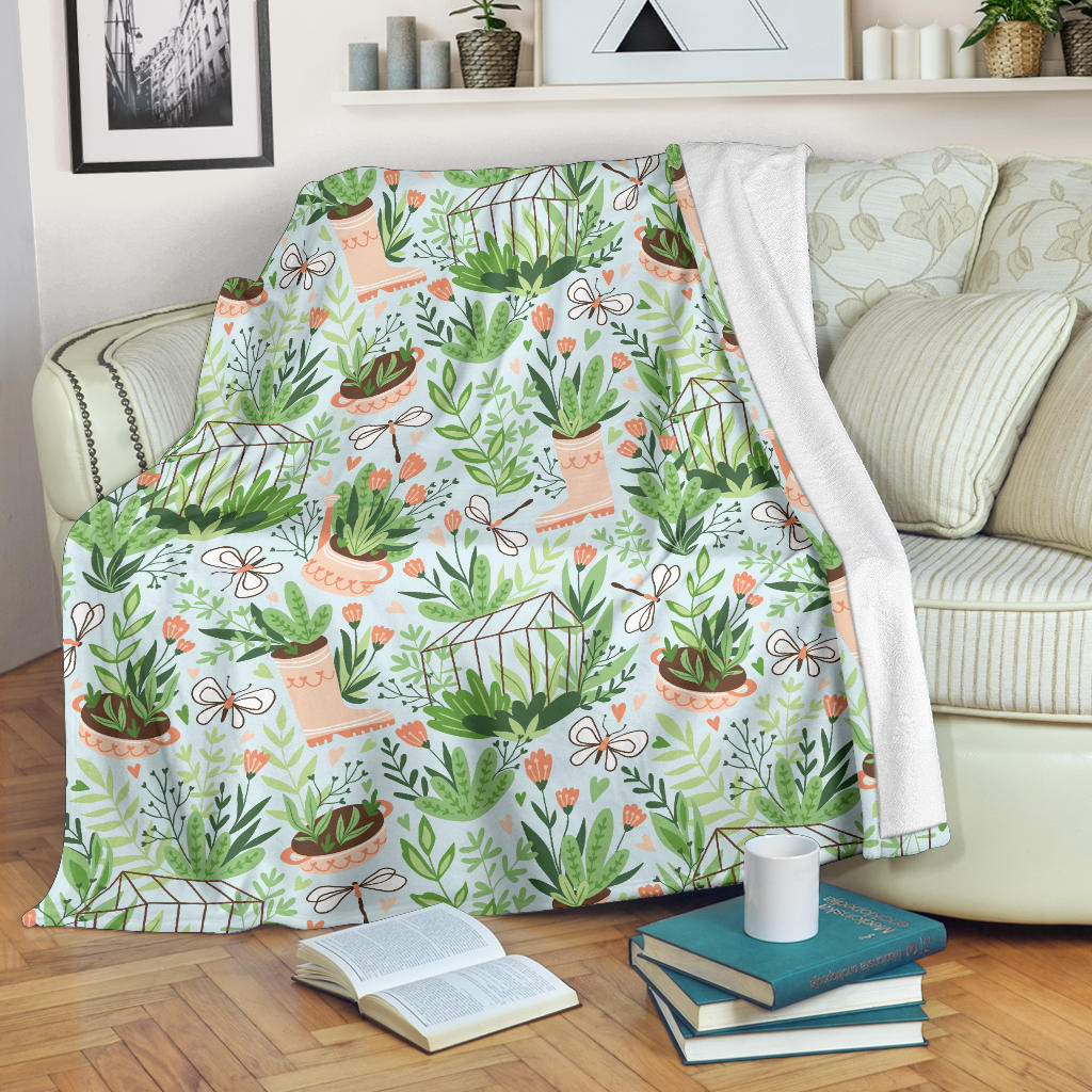 Gardening Pattern Print Design G04 Fleece Blanket