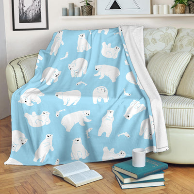 Polar Bear Pattern Print Design PB01 Fleece Blanket