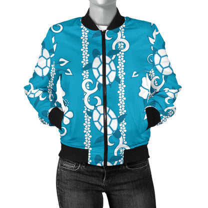 Hawaiian Themed Pattern Print Design H025 Women Bomber Jacket
