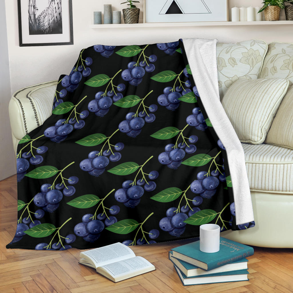 Blueberry Pattern Print Design BB01 Fleece Blanket