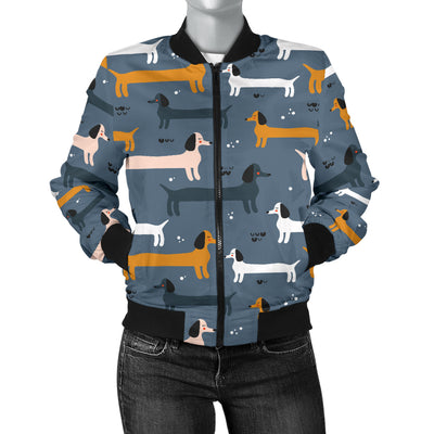 Dachshund Pattern Print Design 012 Women's Bomber Jacket