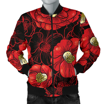 Camellia Pattern Print Design CM06 Men Bomber Jacket