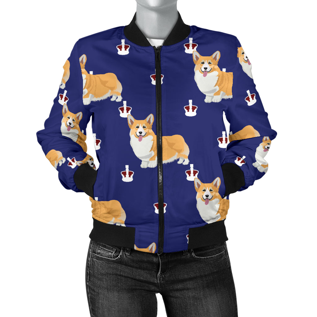 Pembroke Welsh Corgis Pattern Print Design A07 Women's Bomber Jacket