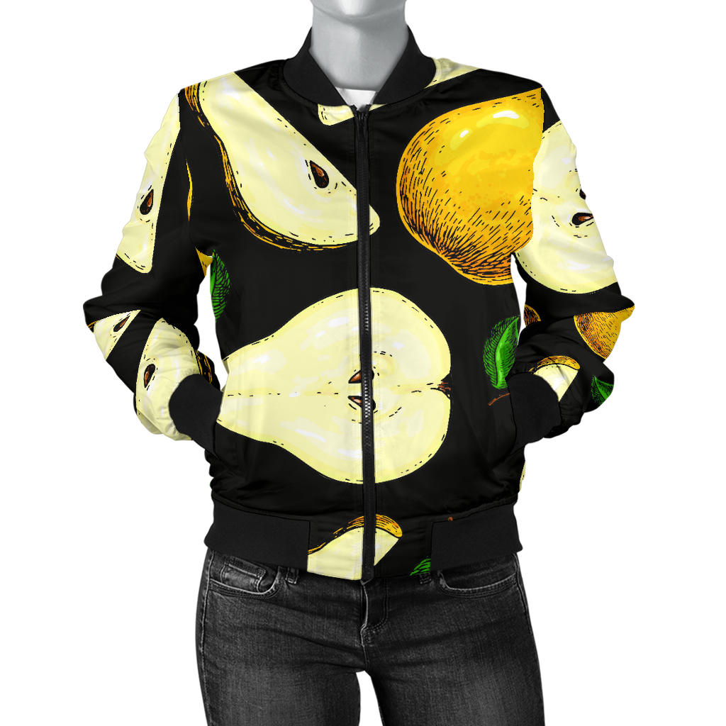 Pear Pattern Print Design PE01 Women Bomber Jacket