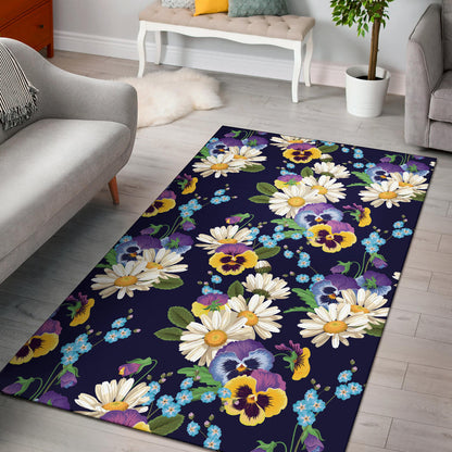 Pansy Pattern Print Design PS03 Area Rugs