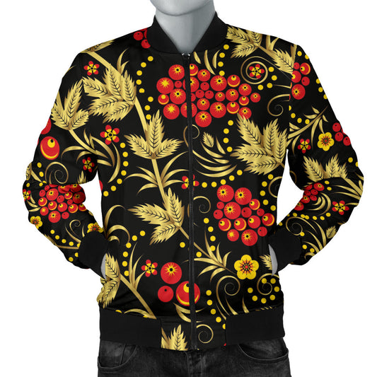 Cranberry Pattern Print Design CB02 Men Bomber Jacket