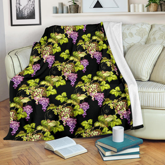 Grape Pattern Print Design GP04 Fleece Blanket