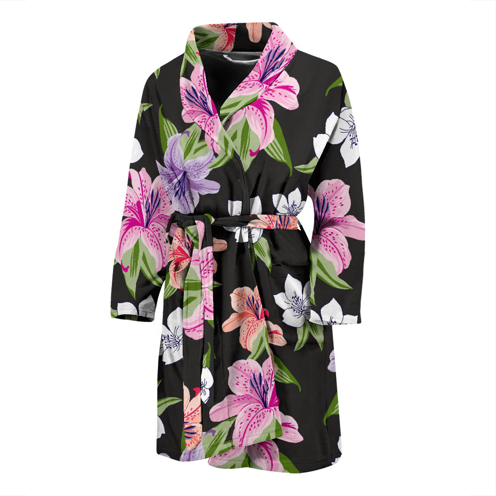 Lily Pattern Print Design LY02 Men Bathrobe
