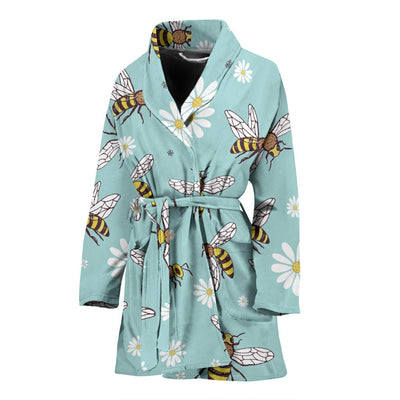 Bee Pattern Print Design BEE010 Women Bathrobe