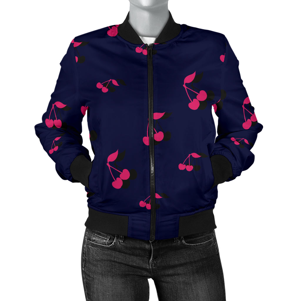 Cherry Pattern Print Design 02 Women's Bomber Jacket