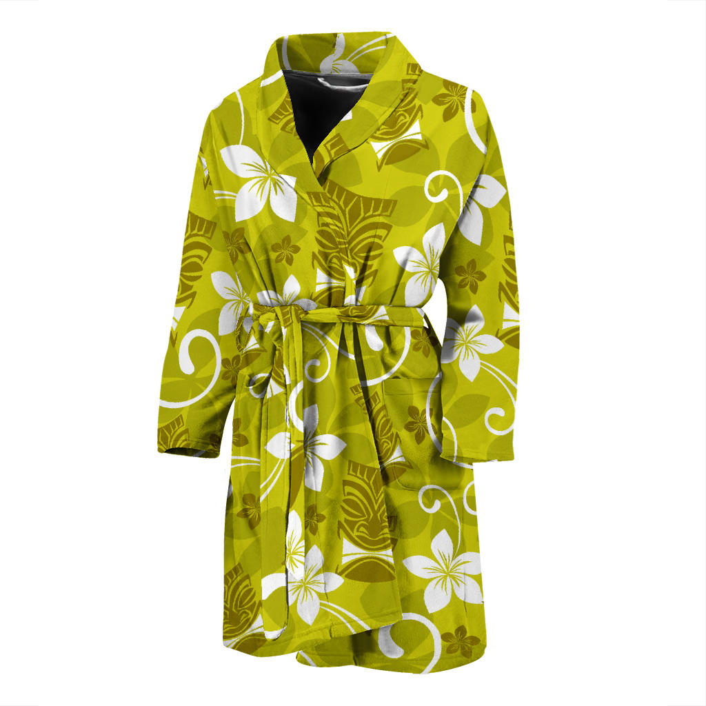 Hawaiian Themed Pattern Print Design H019 Men Bathrobe