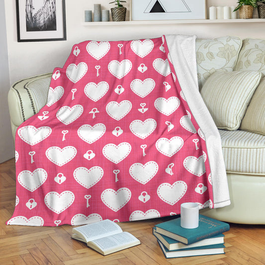 Heart Key Pattern Print Design HE09 Fleece Blanket