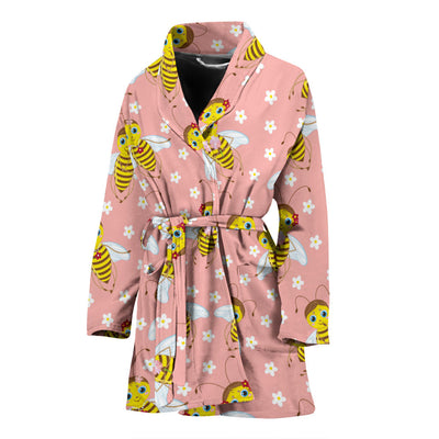 Bee Pattern Print Design BEE07 Women Bathrobe