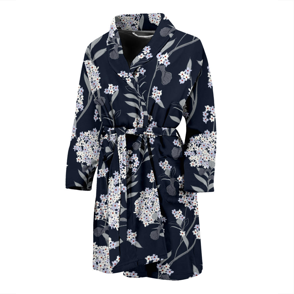 Hydrangea Pattern Print Design HD07 Men Bathrobe