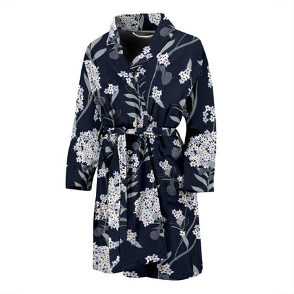 Hydrangea Pattern Print Design HD07 Men Bathrobe
