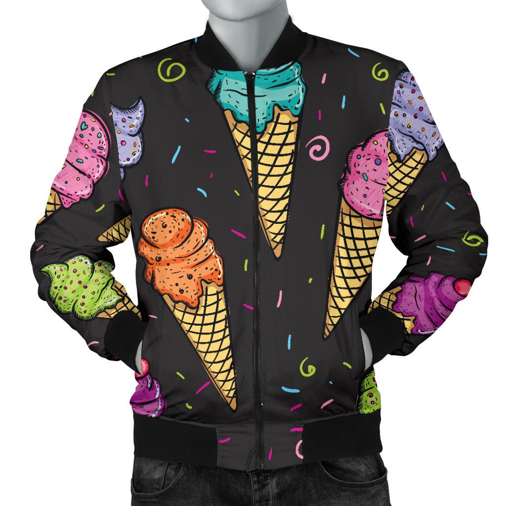 Ice Cream Pattern Print Design IC06 Men Bomber Jacket