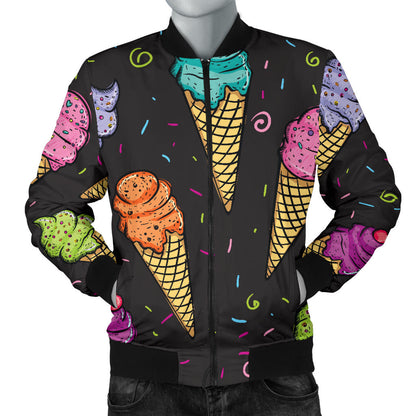 Ice Cream Pattern Print Design IC06 Men Bomber Jacket