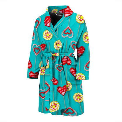 Lollipop Pattern Print Design LL06 Men Bathrobe