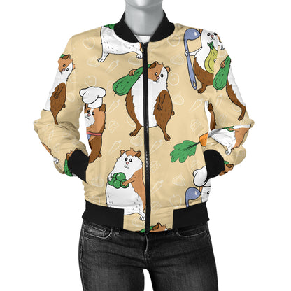 Guinea Pig Pattern Print Design 03 Women's Bomber Jacket