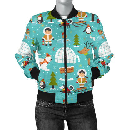 Eskimo Pattern Print Design 01 Women's Bomber Jacket