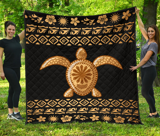 Tribal Sea turtle Polynesian Hawaiian Premium Quilt