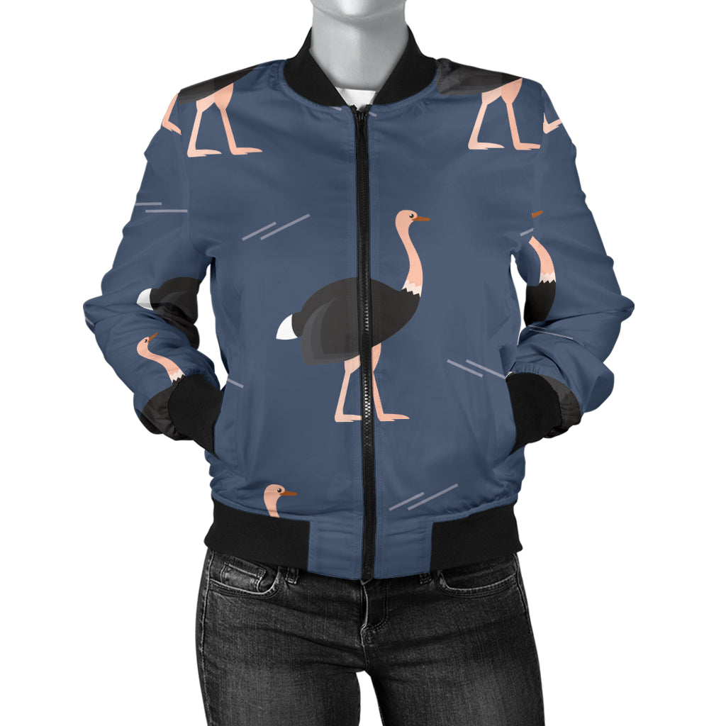 Ostrich Pattern Print Design 04 Women's Bomber Jacket