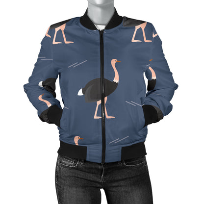 Ostrich Pattern Print Design 04 Women's Bomber Jacket