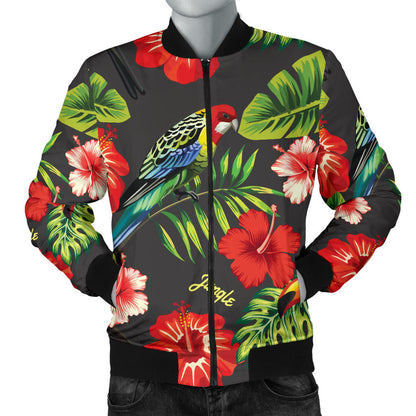 Tropical Flower Pattern Print Design TF04 Men Bomber Jacket