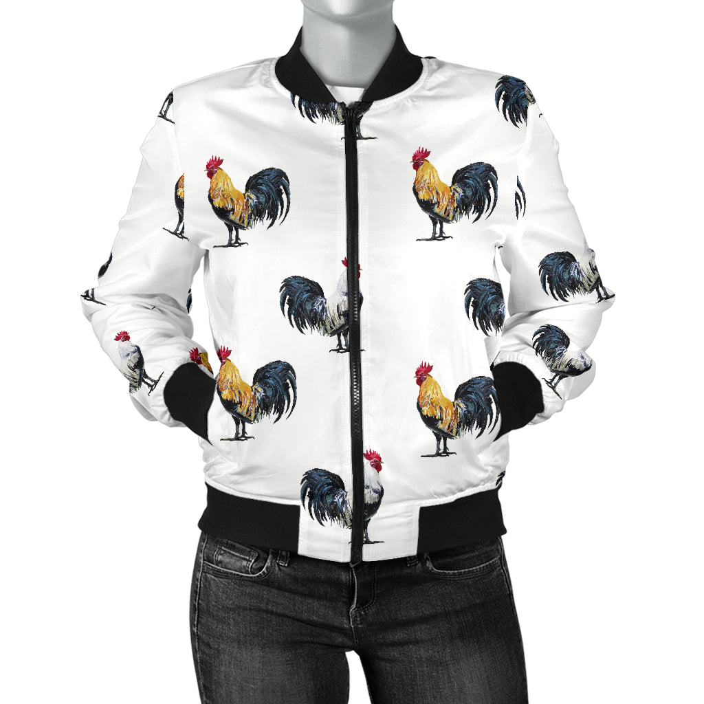 Chicken Pattern Print Design 02 Women's Bomber Jacket