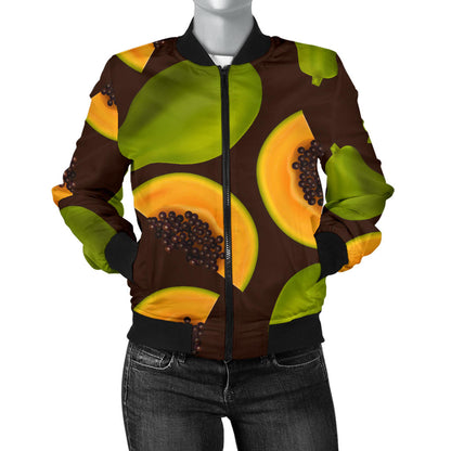 Papaya Pattern Print Design PP04 Women Bomber Jacket