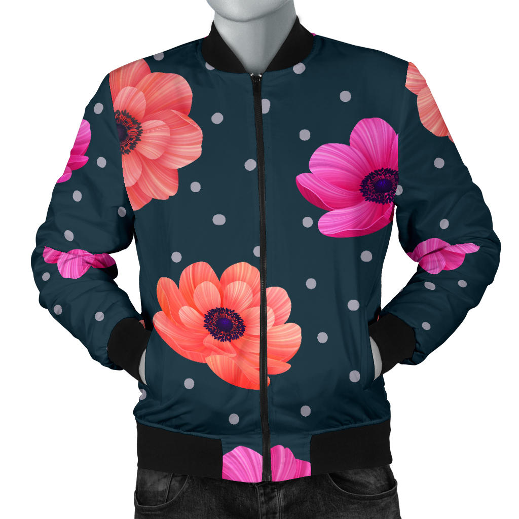 Anemone Pattern Print Design AM08 Men Bomber Jacket