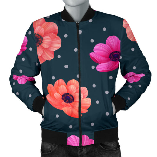 Anemone Pattern Print Design AM08 Men Bomber Jacket
