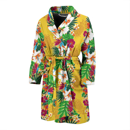 Hawaiian Themed Pattern Print Design H09 Men Bathrobe