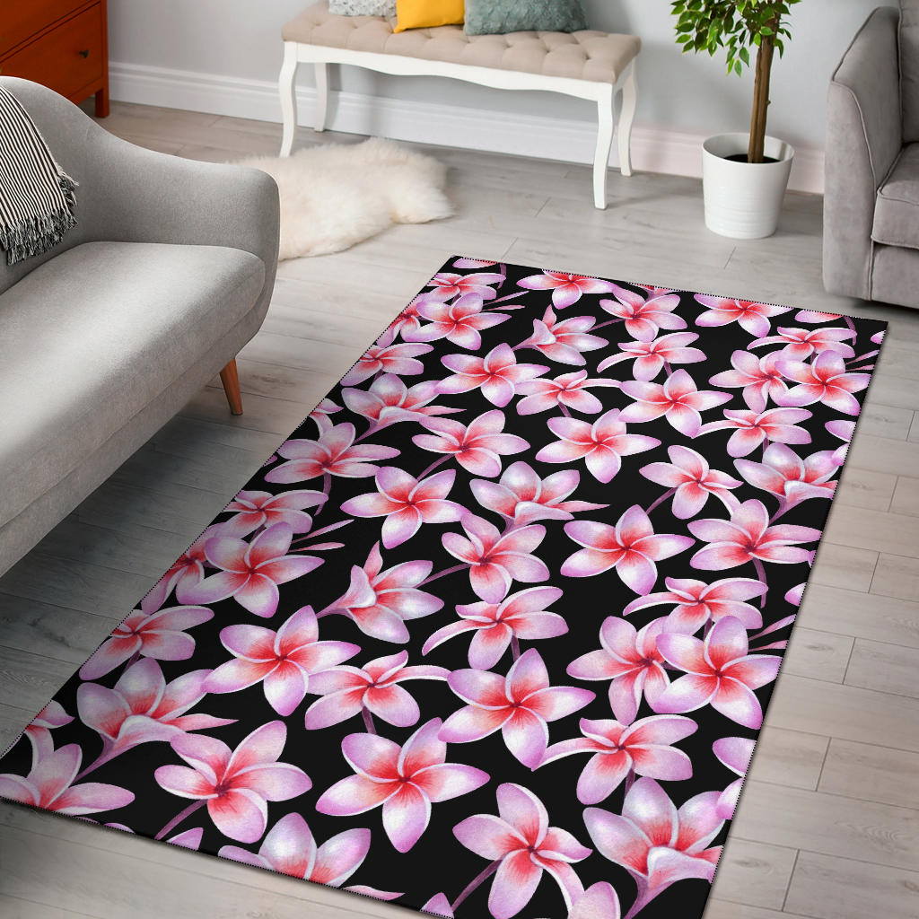 Pink Plumeria Pattern Print Design PM09 Area Rugs