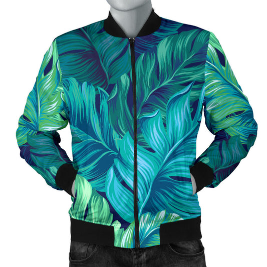 Banana Leaf Pattern Print Design BL05 Men Bomber Jacket