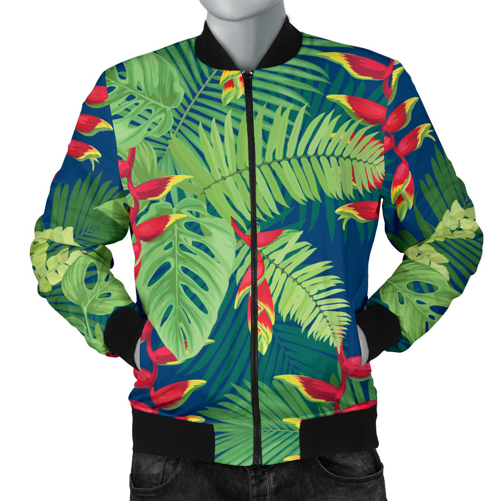 Heliconia Pattern Print Design HL08 Men Bomber Jacket
