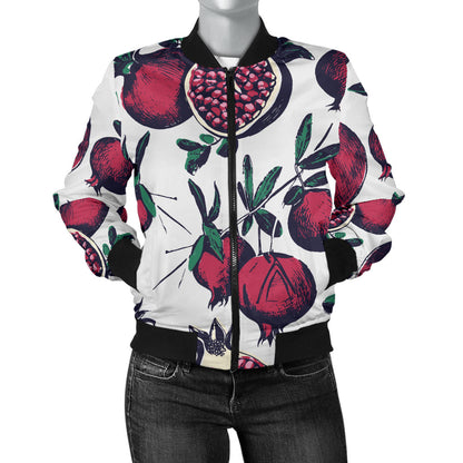 Pomegranate Pattern Print Design PG01 Women Bomber Jacket