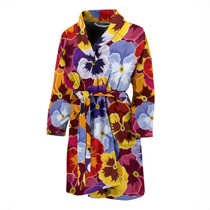 Pansy Pattern Print Design PS01 Men Bathrobe