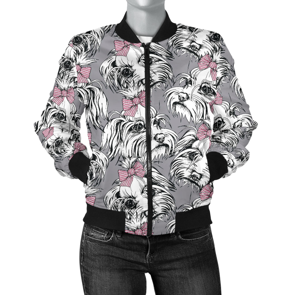 Maltese Pattern Print Design 01 Women's Bomber Jacket