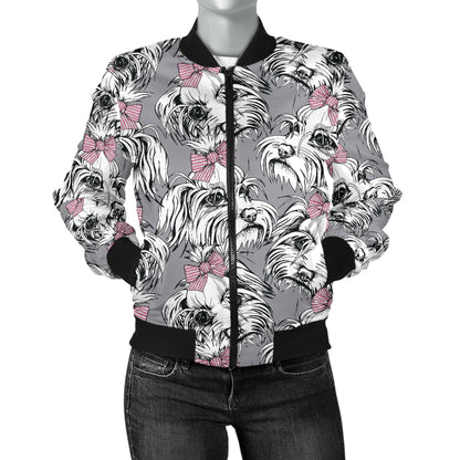 Maltese Pattern Print Design 01 Women's Bomber Jacket