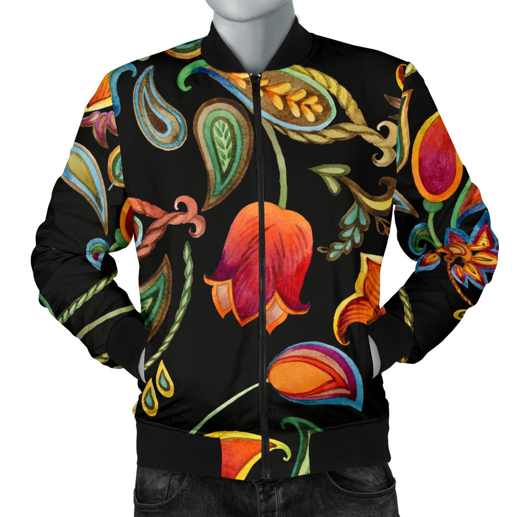 Tulip Boho Pattern Print Design TP09 Men Bomber Jacket