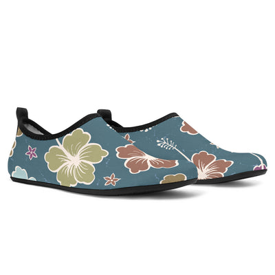 Hibiscus Pattern Print Design HB033 Aqua Water Shoes