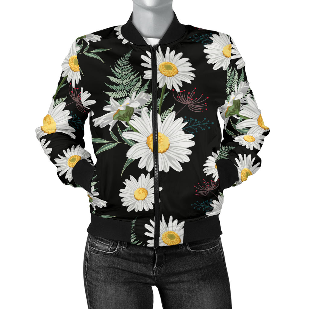 Daisy Pattern Print Design DS07 Women Bomber Jacket